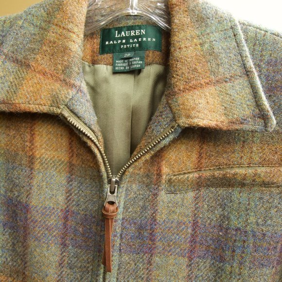 Ralph Lauren Green Label Check Zipper Blazer Jacket Petite 2P--Excellent Conditi - Picture 7 of 11